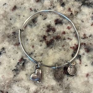 Alex and Ani heart charm bracelet with diamonds